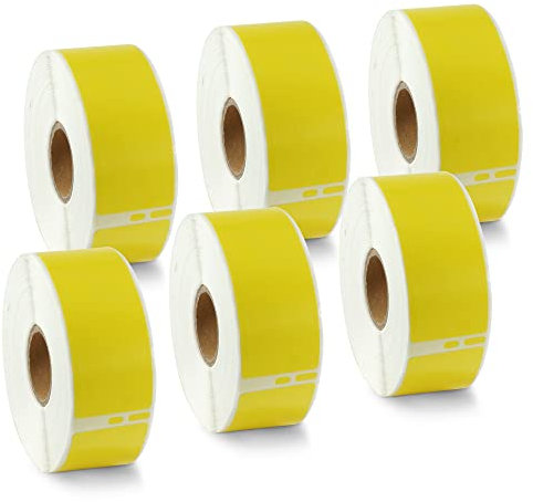 BETCKEY - 6 Große Rollen Gelb Adressetiketten Kompatibel mit DYMO 99010(S0722370), 28mm x 89mm, 2100 Farbige Etiketten für LabelWriter 450, 4XL NICHT passend 550 oder 5XL