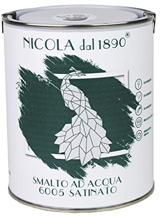 NICOLA VERNICI Smalto Acrilico a Base di Acqua, Per Interni ed Esterni, Made in Italy, Verde Satinato - Formato 1 lt