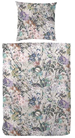Hahn Mako Satin Bettwäsche 243221 Blumen Farbe: Puder Bunt 135x200 und 80x80 cm