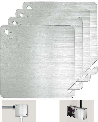 4x4 Metal Electrical Box Cover Plate, 4 Pcs Electric Junction Box Panel, 4 Inch Galvanized Steel Metal Corrosive Resistant Cover For Electrical Boxes