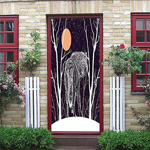 3D Adesivi Per Porte Fotomurali Autoadesivi - Animale 77 X 200 Cm - Peel And Stick Decalcomanie Per Porte Carta Da Parati Impermeabile Per Porte In Vinile Camera Per Bambini Porta Per Ragazzi E