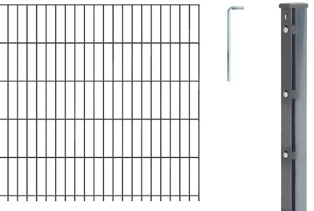 Alberts 674120 Doppelstabmattenzaun als 32 tlg. Zaun-Komplettset | verschiedene Längen und Höhen | anthrazit | Höhe 203 cm | Länge 30 m