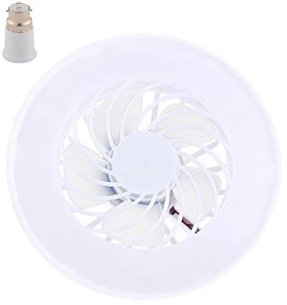 2-in-1 Fan E27 LED Light 10W Ceiling Fan 3-Mode Adjustable 85V-265V with B22 to E27 Adapter for Office Home Fan Canopy E27 Head Fan Light with B22 Adapter for Bed Room Fan