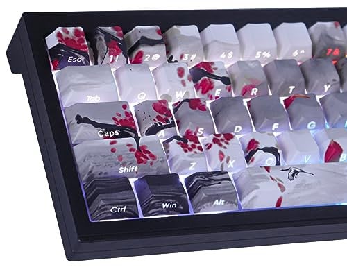 Tsungup PBT Keycaps - Side Printed Keycap Set,135 Keys Double Shot Shine Through Landscape Painting Custom Keycaps,Cherry Profile Keyboard Keycaps for Cherry MX Switches Mechanical Keyboards