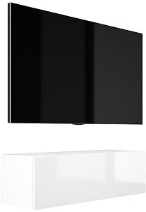 3E 3xE living.com Mobile TV sospeso, D: L: 100 cm, A: 34 cm, P: 32 cm, BIANCO OPACO/BIANCO LUCIDO