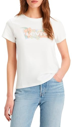 Levi's Women's The Perfect Tee- Graphic Batwing Logo T-Shirt, Hibiscus Bw Fill Bri, XS