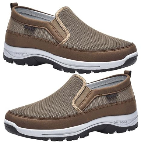 AZMAHT Zapatillas de Trekking Ligeras Antideslizantes Zapatillas Antideslizantes Hombre Zapatillas ortopedicas Hombre Zapatillas sin Cordones Hombre Zapatillas Casual,Marrón,38/240mm