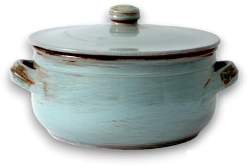Colì, Tegame in Terracotta con Coperchio, Tegame Artigianale, Tegame Turchese Terre Antiche, Diametro 24 cm