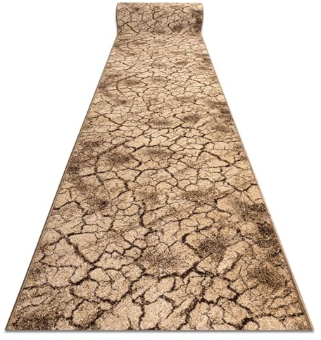 rugsx Läufer KARMEL Terra, rissiger Boden, Nuss, Flurteppich, Küchenteppich, Florteppich, modern, Diverse Größen, braun 80x450 cm