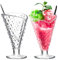 binsakao Set di 2 bicchieri da gelato con cucchiai, stile American Diner (230 ml, Hobnail)