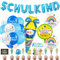 Deko Einschulung Junge: Schuleinführung Schulanfang Set - Folienballon Schulkind, Girlande Banner, Tortendeko, Zuckertüte, Luftballon