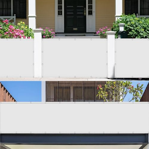 Segeltuch mit Ösen im Viele Größe Und Farben 200 x 210 cm,Wasserabweisend Sonnenschutz Windschutz mit 98% Uv Schutz, Beschattungsnetz für Pergola im Freien,Für Terrasse Garten, Weiß