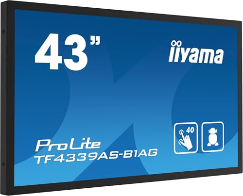 iiyama ProLite TF4339AS-B1AG 108cm 42,5 IPS LED-Monitor 4K UHD Open Frame 40 Punkt Multitouch bonded kapazitiv HDMI DP RS-232c RJ45 Audio out USB Hub Android-OS IP54 AntiGlare Touch-durch-Glas 24/7