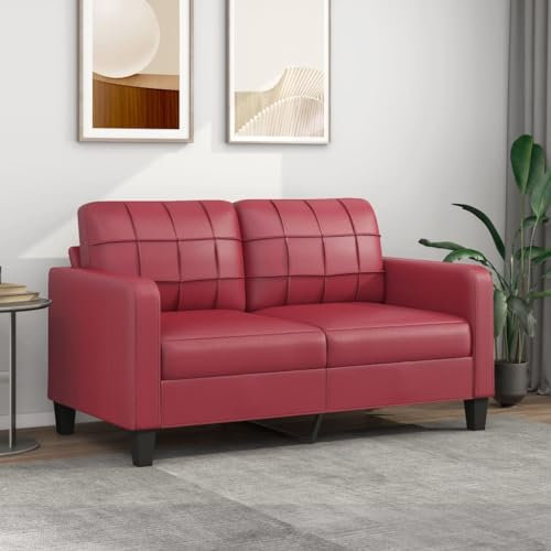Willood 2-Sitzer-Sofa Weinrot 140 cm Kunstleder Weiches Sitzsofa für Schlafzimmer, Wohnzimmer, langlebiges Kunstleder, kompakt, leicht zu reinigen