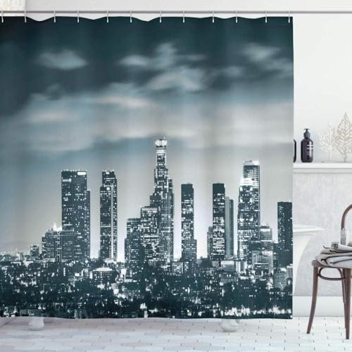 PUOJIEAT Rideau de Douche New York, Anti Moisissure Imperméable Rideau Baignoire New York Rideaux Douche 120x200, Lavable Polyester Shower Curtain 3D Rideaux Salle de Bain 8 Crochets qq3387