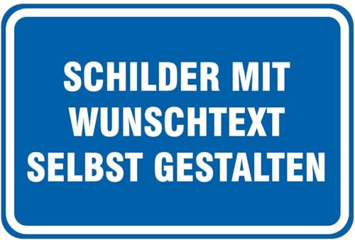 Schild 45x30 cm Blau mit weißem Rahmen mit Wunschtext selbst gestalten