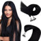 Easyouth Nano Ring Haarverlängerung Echthaar Pechschwarz Nanoring Extensions Echthaar 45cm Nano Ring Extension Schwarz #1 50 Stück 50g