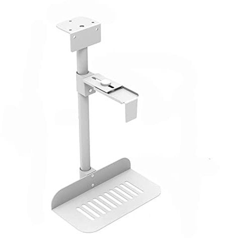 CPU Stand CPU Holder Under Desk Mount - Universal PC Case Holder Adjustable Wall PC Mount with 360° Swivel, Suspended PC Tower Holder Mainframe Hanger Computer Mid-Tower Case(Knob white)