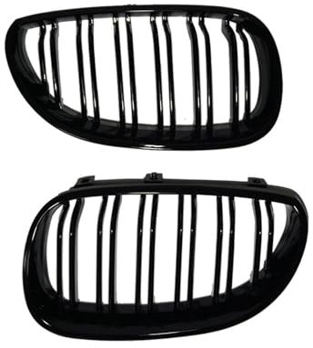 YULEGUDI Kühlergrill Passend 2PCS Front Niere Grill Doppel Linie 2 Lamellen Grille Für BM&W Für E60 E61 5 Serie 520I 535I 550I 2004 2005 2006 2007 2008 2009 Auto Styling