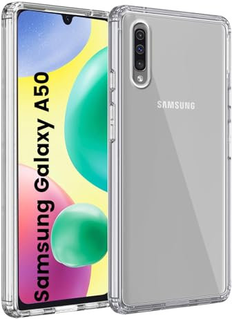 HuwaiH Handyhülle für Samsung Galaxy A50 Hülle, Antikratzer, Anti-Schock, Anti-Rutsch Schutzhülle, Unterstützt kabelloses Laden, Nicht Vergilben Anti-Fingerabdruck Hülle(Transparente)