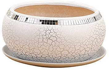 Formtopf für Pflanzen | Weiße Keramik | Moderner runder Blumentopf für den Innenbereich | Blumentöpfe für alle Zimmerpflanzen