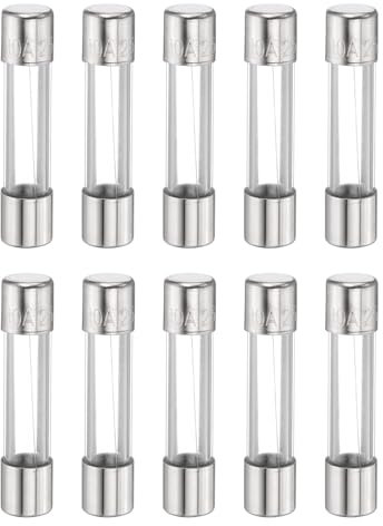 sourcing map 10pcs Fuses 10A 250 Volt Fast Blow Glass Fuse F10AL250V 6x30mm Fast Acting Fuses for Christmas Light Electrical Systems Microwave Ovens TVs Fans Lights Oven