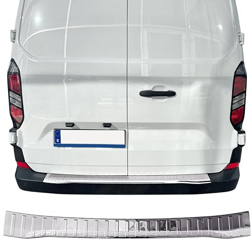 Protettore per paraurti posteriore compatibile con Ford Transit/Tourneo Custom (2ª generazione) | dal 2023 + Acciaio inossidabile cromato Protezione per il bordo del vano di carico