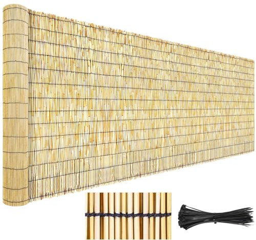 Valla de bambú natural 30 cm x 300 cm 120 cm × 500 cm 70 cm × 700 cm separador de pantalla de bambú ecológico para patio patio jardín balcón piscina (color: negro tamaño de línea: