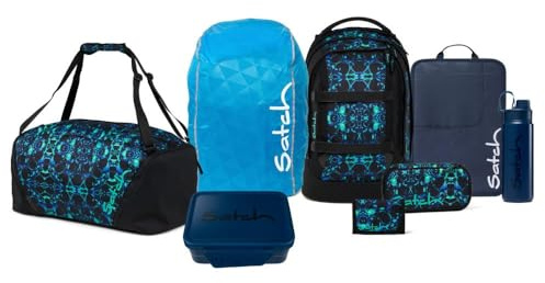 Satch Pack Kollektor Edition Schulrucksack Set 8tlg. inkl. Brotdose und Trinkflasche (Caleido Blue)