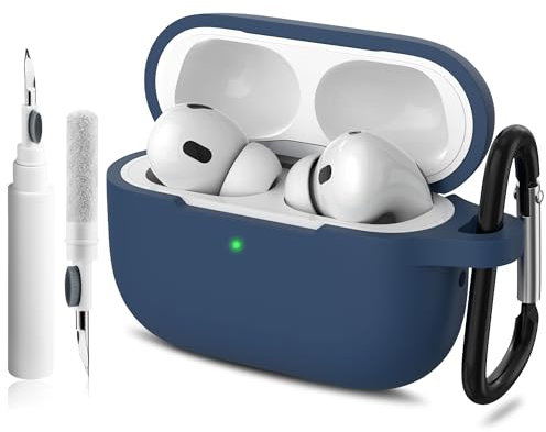 Silicone Cover for AirPods Pro 2 Case & AirPods Pro Case (2023 2022 2019), Protective Cover with Keychain and Cleaning Kit, Premium Soft Silicone Supports Wireless Charging Shockproof Anti-Scratch