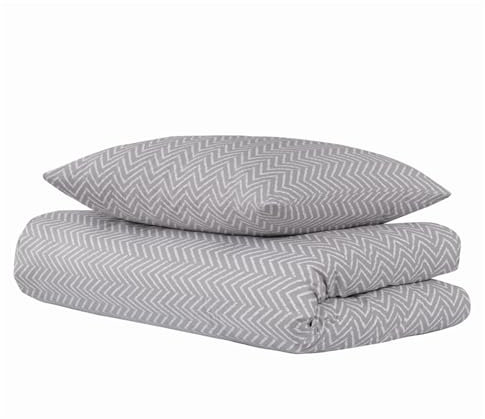 Uncover by Schiesser Bettwäscheset Grebur | 2-teilig | Zickzack | Fischgrat | Renforcé | 100% Baumwolle | Oeko-TEX | Reißverschluss | 155x220cm + 80x80cm | Hellgrau