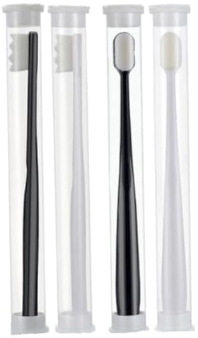 Mikro Nano Zahnbürste mit 4 Stück Abs und Wollfasern | 2 Designs, Flacher und Wellenkopf, für Erwachsene, Sanfte Reinigung ohne Zahnfleischbelastung