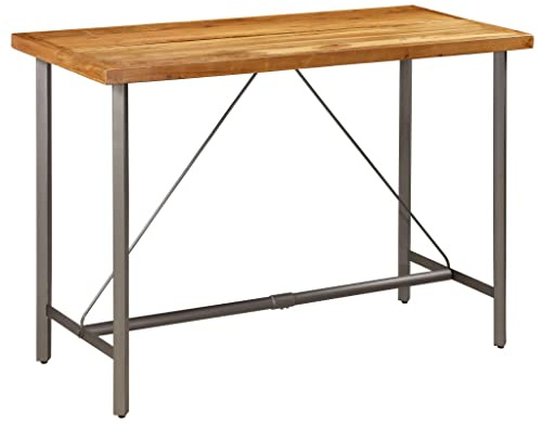 Teenpull Bartisch aus recyceltem Teak-Massivholz, 150x70x106 cm, robuster Stehtisch für Esszimmer, Küche und Apartment, poliert, lackiert