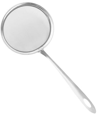 Fine Mesh Skimmer Spoon Stainless Steel Long Handle Ultra Fine Filter Multifunctional Kitchen Tool for Hot Pot Soup Juice Soy Milk Fat Skimming Grease Foam Remover Durable Easy
