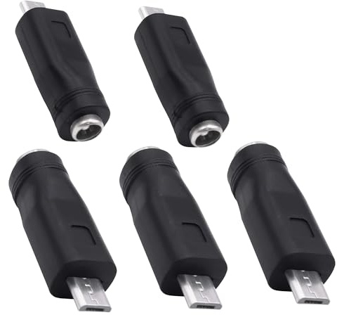 YARCHONN DC 5.5mm x 2.1mm to Micro USB Adapter DC 5521 Female to Micro USB Male Plug Converter Power Charger Connector for Laptop Tablet Smartphone -5pcs