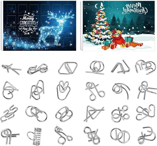 Adventskalender 2025,24 Tage Weihnachts Countdown Metall Puzzle,Knobelspiele Metall,Weihnachts Adventskalender Geschenkbox,Schule Weihnachtsgeschenke Kleinigkeiten