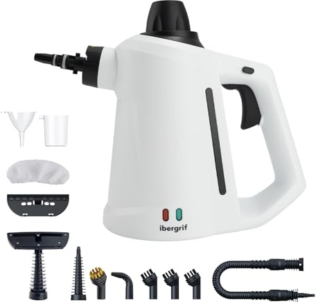 Ibergrif Pulitore a vapore portatile 1050W, 12 accessori