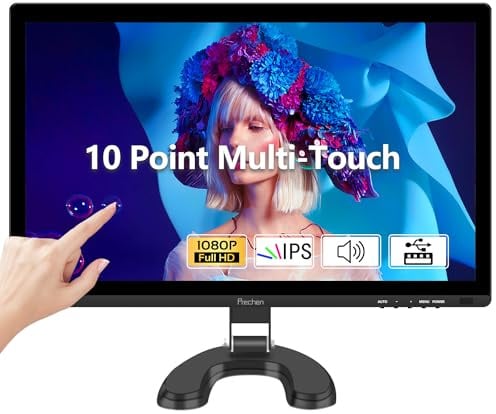 Prechen Monitor de pantalla táctil de 24 pulgadas, IPS FHD 1080P pantalla táctil para PC con HDMI y VGA y USB, 75 Hz, VESA, altavoces integrados, pantalla táctil de computadora para juegos y negocios