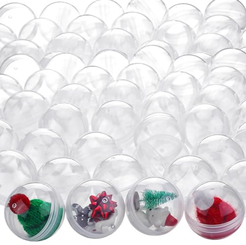 Sosation Gumball Lot de 50 capsules rondes vides en plastique pour prix, cadeaux de fête (7,5 cm, couleur minimaliste)