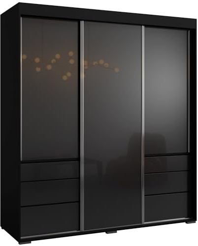 Schubladenschrank Torino 3D 180 Schwarz (lacobel)