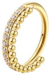 Hoisy Piercing Nez Anneau Fin Titane Homme 1.2x10mm 16G, Cercle avec Zircon Cubique et Boules, Piercing Nez Femme Noir