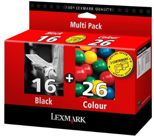 Lexmark Kombipack Patrone Nr.16 + Patrone Nr. 26 Tinte Z13/Z23/Z24/Z25/Z33/Z34/Z602/X75/X1150/i3, cyan/magenta/gelb/ schwarz