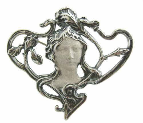 Anhaenger Brosche Antlitz im Stil Mucha 925 Silber