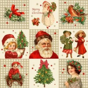 20 Servietten Merry Christmas - Romatntik Poesie Nostalgic Merry Christmas Servietten mehrfarbig