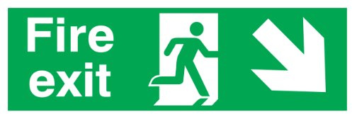 Signs & Labels FFX04111R Sign Board, Fire Exit Arrow Down Right