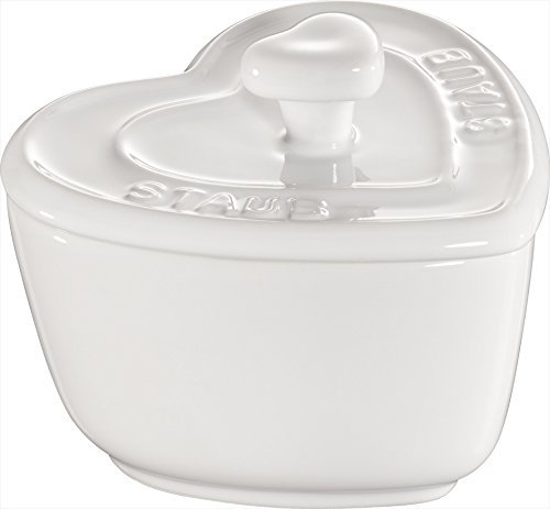 Staub Keramik 2Stück Set XS Mini Cocotte Herz Dessertschale Auflaufform Reinweiß 8 cm