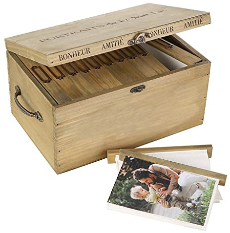 Dibor Wooden Photograph Storage Keepsake Photo Album Box Wedding Anniversary Photo Album Gift (CF43)