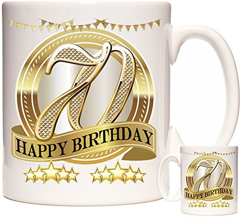 KAZMUGZ Taza de feliz 70 cumpleaños. Regalo de feliz cumpleaños. Regalo para alguien que celebra su 70 cumpleaños. Taza de regalo de 70 cumpleaños.