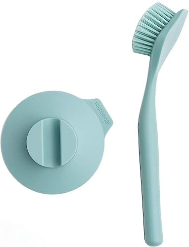 Brabantia Dish Brush with Suction Cup Holder, Mint, 11 x 23.5 x 6 cm
