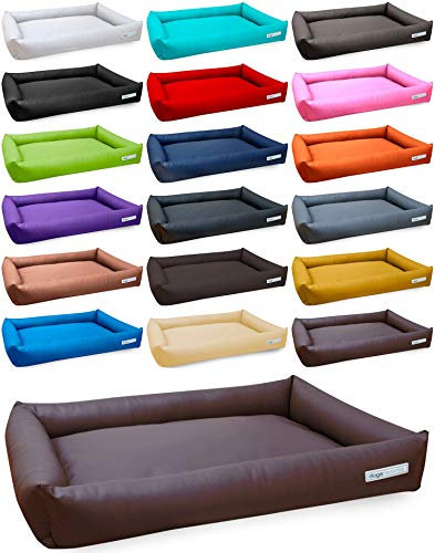 dogsfavorite, Hundebett Starter Visco aus Kunstleder, Hundekissen, orthopädisch, 100 x 75 cm, braun